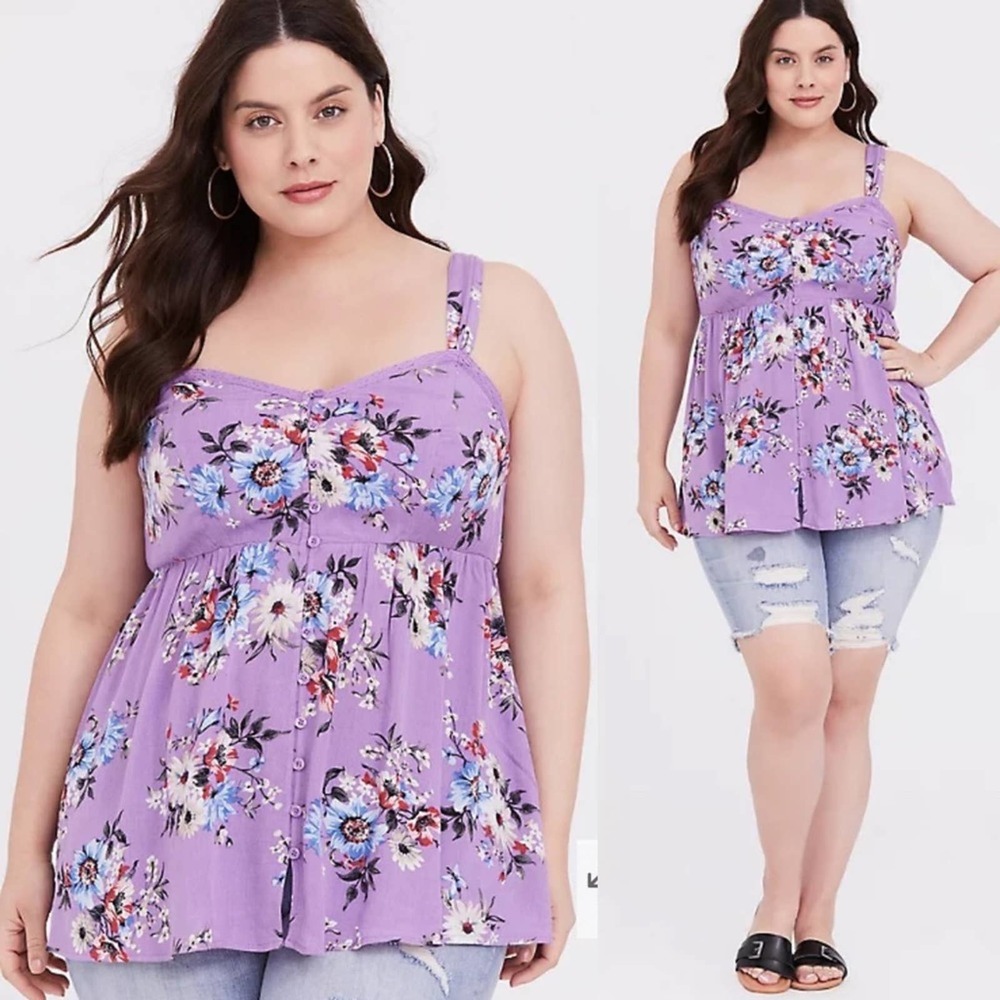 Torrid Purple Babydoll Crepe Tank Plus Size Medium